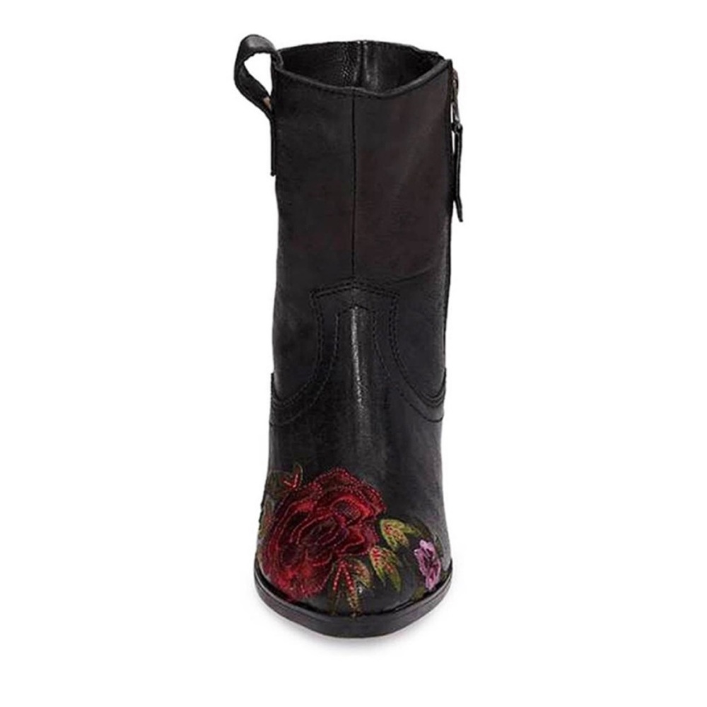 NWT Sheridan Mia SHALLOT Black Leather Embroidered Boot - Picture 4 of 15